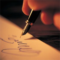 Writing in a birthday card