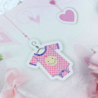 New baby cards jumpsuit, heart, ribbon.